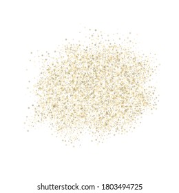 Gold Glitter Stars. Luxury Shiny Confetti. Scattered little sparkle. Flash glow silver element. Random magic tiny light. Stellar fall white background. New Year, Christmas Vector illustration.