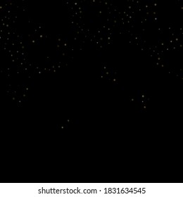 Gold Glitter Stars. Luxury Shiny Confetti. Scattered little sparkle. Flash glow silver element. Random magic tiny light. Stellar fall black background. New Year, Christmas Vector illustration.