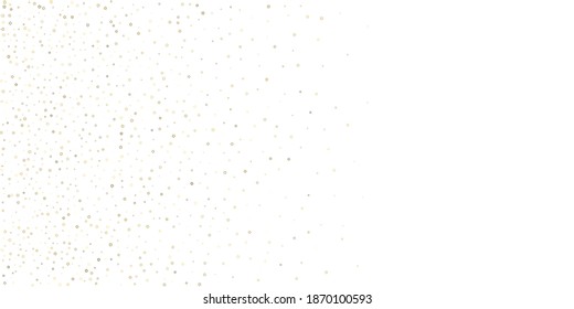 Gold Glitter Stars. Luxury Shiny Confetti. Scattered little sparkle. Flash glow silver element. Random magic tiny light. Stellar fall white background. New Year, Christmas Vector illustration.