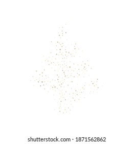 Gold Glitter Stars. Luxury Shiny Confetti. Scattered little sparkle. Flash glow silver element. Random magic tiny light. Stellar fall white background. New Year, Christmas Vector illustration.