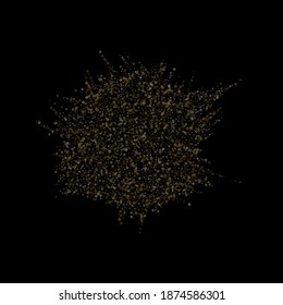 Gold Glitter Stars. Luxury Shiny Confetti. Scattered little sparkle. Flash glow silver element. Random magic tiny light. Stellar fall black background. New Year, Christmas Vector illustration.