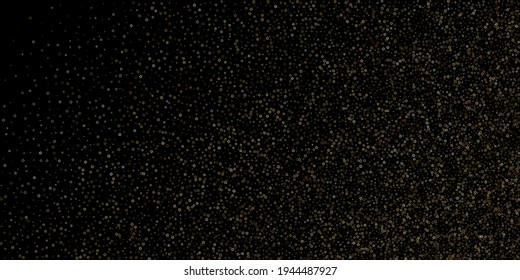 Gold Glitter Stars. Luxury Shiny Confetti. Scattered little sparkle. Flash glow silver element. Random magic tiny light. Stellar fall black background. New Year, Christmas Vector illustration.