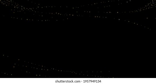 Gold Glitter Stars. Luxury Shiny Confetti. Scattered little sparkle. Flash glow silver element. Random magic tiny light. Stellar fall black background. New Year, Christmas Vector illustration.