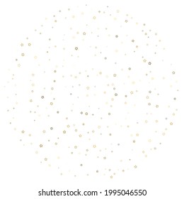 Gold Glitter Stars. Luxury Shiny Confetti. Scattered little sparkle. Flash glow silver element. Random magic tiny light. Stellar fall white background. New Year, Christmas Vector illustration.