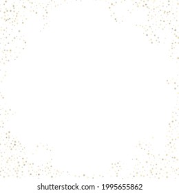 Gold Glitter Stars. Luxury Shiny Confetti. Scattered little sparkle. Flash glow silver element. Random magic tiny light. Stellar fall white background. New Year, Christmas Vector illustration.