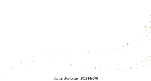 Gold Glitter Stars. Luxury Shiny Confetti. Scattered little sparkle. Flash glow silver element. Random magic tiny light. Stellar fall white background. New Year, Christmas Vector illustration.