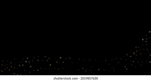 Gold Glitter Stars. Luxury Shiny Confetti. Scattered little sparkle. Flash glow silver element. Random magic tiny light. Stellar fall black background. New Year, Christmas Vector illustration.