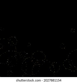 Gold Glitter Stars. Luxury Shiny Confetti. Scattered little sparkle. Flash glow silver element. Random magic tiny light. Stellar fall black background. New Year, Christmas Vector illustration.
