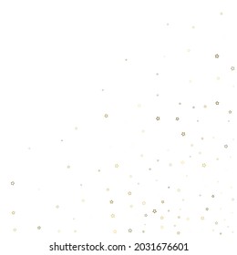 Gold Glitter Stars. Luxury Shiny Confetti. Scattered little sparkle. Flash glow silver element. Random magic tiny light. Stellar fall white background. New Year, Christmas Vector illustration.
