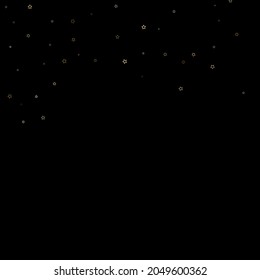 Gold Glitter Stars. Luxury Shiny Confetti. Scattered little sparkle. Flash glow silver element. Random magic tiny light. Stellar fall black background. New Year, Christmas Vector illustration.