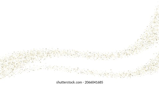 Gold Glitter Stars. Luxury Shiny Confetti. Scattered little sparkle. Flash glow silver element. Random magic tiny light. Stellar fall white background. New Year, Christmas Vector illustration.