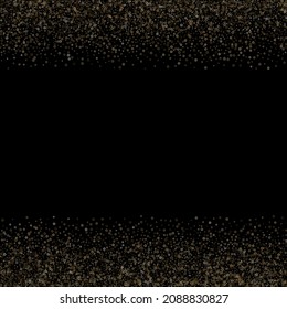 Gold Glitter Stars. Luxury Shiny Confetti. Scattered little sparkle. Flash glow silver element. Random magic tiny light. Stellar fall black background. New Year, Christmas Vector illustration.