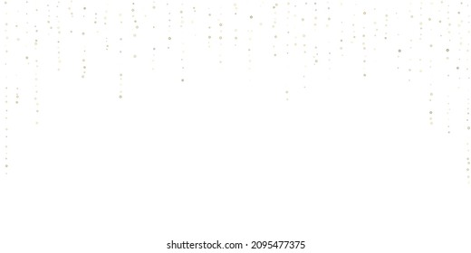 Gold Glitter Stars. Luxury Shiny Confetti. Scattered little sparkle. Flash glow silver element. Random magic tiny light. Stellar fall white background. New Year, Christmas Vector illustration.