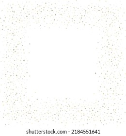 Gold Glitter Stars. Luxury Shiny Confetti. Scattered little sparkle. Flash glow silver element. Random magic tiny light. Stellar fall white background. New Year, Christmas Vector illustration.