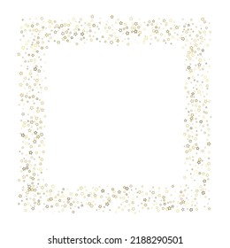 Gold Glitter Stars. Luxury Shiny Confetti. Scattered little sparkle. Flash glow silver element. Random magic tiny light. Stellar fall white background. New Year, Christmas Vector illustration.