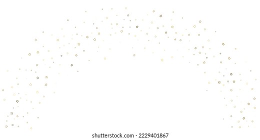 Gold Glitter Stars. Luxury Shiny Confetti. Scattered little sparkle. Flash glow silver element. Random magic tiny light. Stellar fall white background. New Year, Christmas Vector illustration.