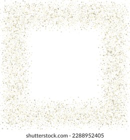 Gold Glitter Stars. Luxury Shiny Confetti. Scattered little sparkle. Flash glow silver element. Random magic tiny light. Stellar fall white background. New Year, Christmas Vector illustration.