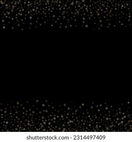 Gold Glitter Stars. Luxury Shiny Confetti. Scattered little sparkle. Flash glow silver element. Random magic tiny light. Stellar fall black background. New Year, Christmas Vector illustration.