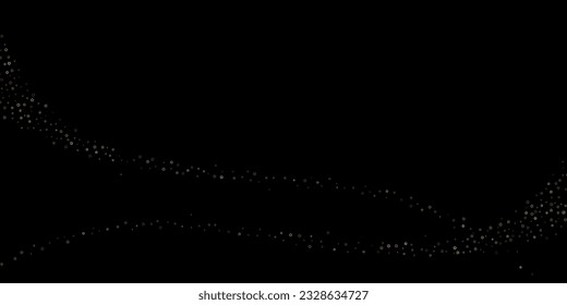 Gold Glitter Stars. Luxury Shiny Confetti. Scattered little sparkle. Flash glow silver element. Random magic tiny light. Stellar fall black background. New Year, Christmas Vector illustration.