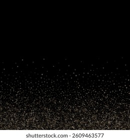 Gold Glitter Stars. Luxury Shiny Confetti. Scattered little sparkle. Flash glow silver element. Random magic tiny light. Stellar fall black background. New Year, Christmas Vector illustration.