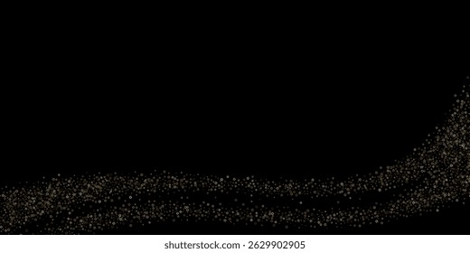 Estrelas douradas brilhantes. Luxo Brilhante Confete. Brilho espalhado. Elemento de prata brilhante. Uma pequena luz mágica aleatória. Fundo preto de queda estelar. Ano Novo, ilustração do vetor de Natal.