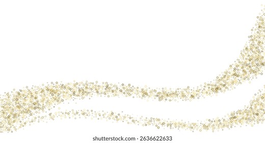 Gold Glitter Stars. Luxury Shiny Confetti. Scattered little sparkle. Flash glow silver element. Random magic tiny light. Stellar fall white background. New Year, Christmas Vector illustration.