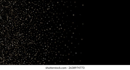 Gold Glitter Stars. Luxury Shiny Confetti. Scattered little sparkle. Flash glow silver element. Random magic tiny light. Stellar fall black background. New Year, Christmas Vector illustration.