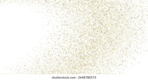 Gold Glitter Stars. Luxury Shiny Confetti. Scattered little sparkle. Flash glow silver element. Random magic tiny light. Stellar fall white background. New Year, Christmas Vector illustration.
