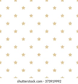 Gold Glitter Stars Seamless Pattern Background.
