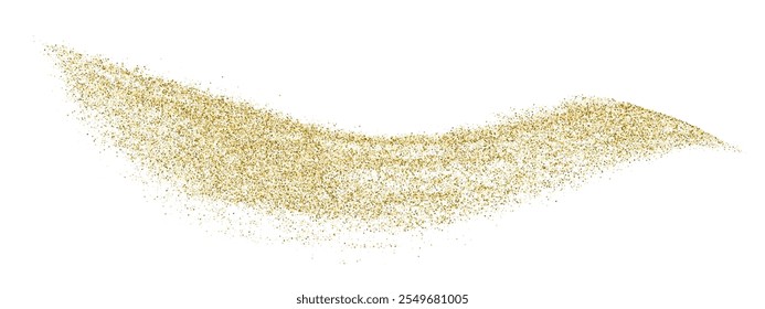Textura vetorial dourada. Padrão de onda dourada isolado em fundo branco. Confete de explosão de brilho. Cobertura de poeira amarela. Ilustração vetorial, EPS 10.