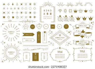 Gold glitter and sun burst design. Vector illustration frame set. Collection of design elements. (Translation: glitter, sun rays) - Shutterstock ID 2271908327