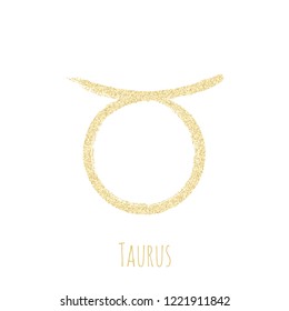 Gold glitter Taurus zodiac sign, hand painted horoscope symbol vector. Astrological icon isolated. Taurus astrology zodiac symbol gold clip art.