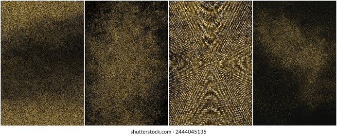 Gold Glitter Texture Backdrop. Explosion Of Golden Confetti. Abstract Circular Yellow Pattern. Pop Art Style Background. Collection Vector Illustration. Eps 10.