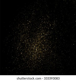 Goldene glitzernde Textur auf schwarzem Hintergrund. Goldene Explosion von Konfetti. Goldene graue abstrakte Textur auf schwarzem Hintergrund. Design-Element. Vektorgrafik, eps10.