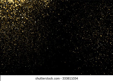 Gold glitter texture background black sparkle shine shimmer golden luxury. Bright shiny particle dust scattered falling confetti. Elegant premium decorative festive design