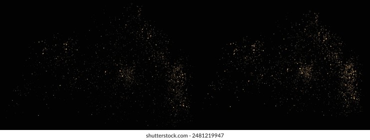 Gold glitter texture background particles. Vector gold glitter abstract confetti background on a black background