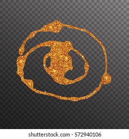 Gold glitter texture blot isolated on transparent background. Vector illustration.