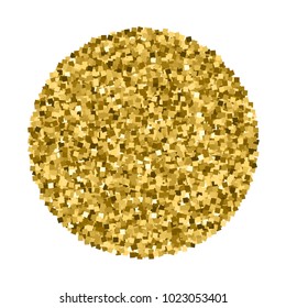 Gold glitter texture circle isolated on white. Amber particles color. Celebratory background. Golden explosion of confetti. Vector illustration,eps 10.