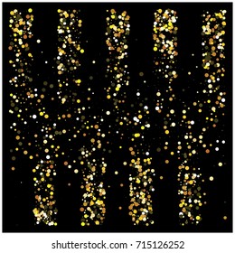 Gold glitter texture, festive Christmas and New year background. Silver sparkles on black. Celebration holiday lights. Luxury VIP premium gold glitter. Night party Christmas decoration. Cosmic stars.