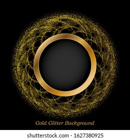 
Gold glitter texture. Frame Particles of golden color in the form of a circle. Golden Confetti Explosion