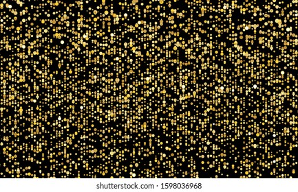 Gold glitter texture. Golden abstract particles. Sparkle glitter background. Vector illustration. Golden confetti.