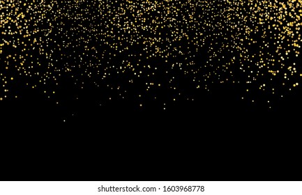 Gold glitter texture. Golden abstract particles. Sparkle glitter background. Vector illustration. Golden confetti.