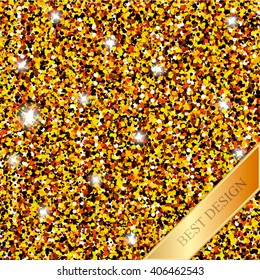 Gold glitter texture. Golden explosion of confetti. Vector gold background. 