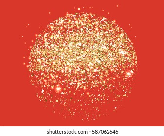 Gold glitter texture. Golden explosion of confetti. Vector illustration