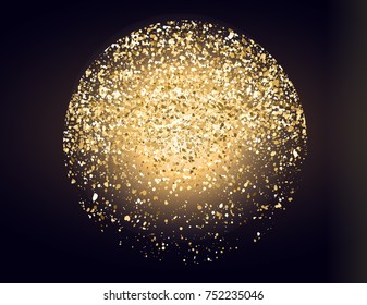 Gold glitter texture. Golden explosion of confetti. Vector illustration