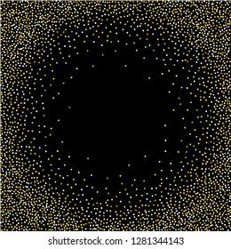 Gold glitter texture. Golden shiny sparkles on black background.