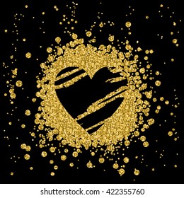 gold glitter texture heart.