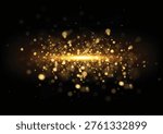 Gold glitter texture isolated with bokeh on background. Particles color Celebratory. Golden explosion of confetti Design. Vector illustration