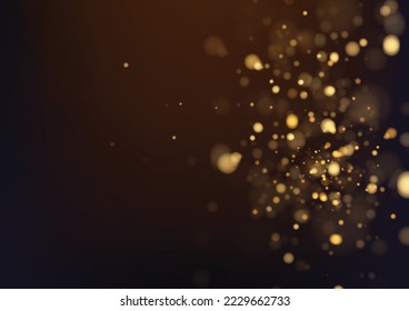 Gold glitter texture isolated with bokeh on background. Particles color Celebratory. Golden explosion of confetti Design. Vector illustration