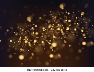 Gold glitter texture isolated with bokeh on background. Particles color Celebratory. Golden explosion of confetti Design. Vector illustration